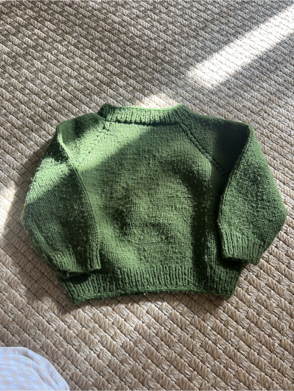 Cozy Olive Green Knit Crewneck Sweater for Kids